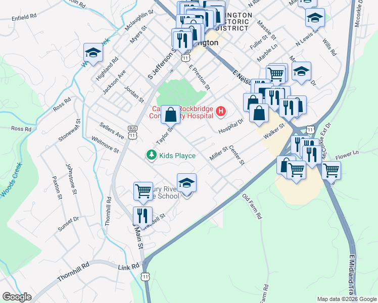 map of restaurants, bars, coffee shops, grocery stores, and more near 127 Houston St in Lexington