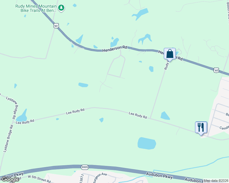 map of restaurants, bars, coffee shops, grocery stores, and more near 5447 Ridge Pointe Ct in Owensboro