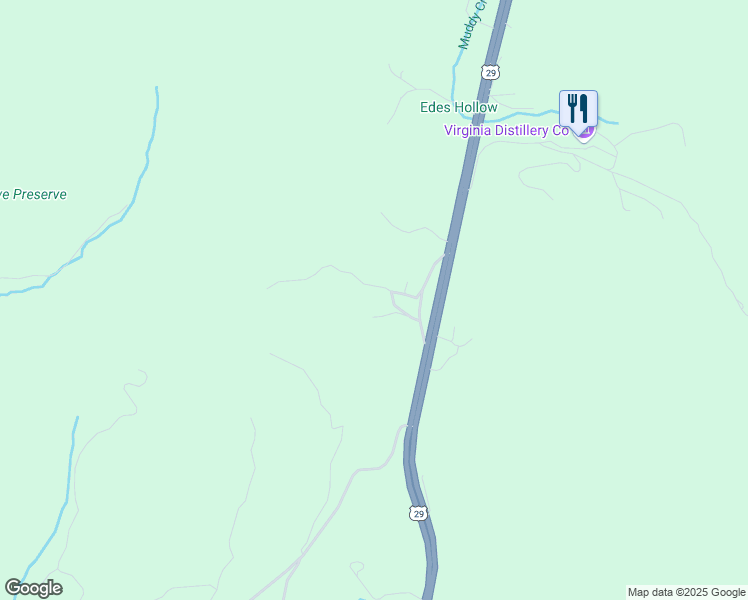 map of restaurants, bars, coffee shops, grocery stores, and more near 66 Red Clay Lane in Lovingston