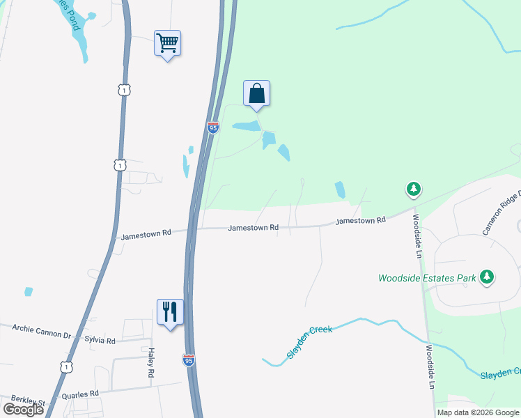 map of restaurants, bars, coffee shops, grocery stores, and more near 10298 Jamestown Road in Ashland