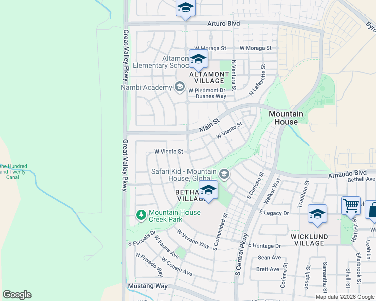 map of restaurants, bars, coffee shops, grocery stores, and more near 479 West Viento Street in Mountain House