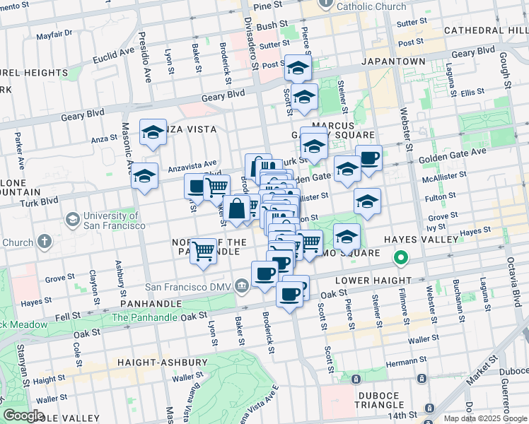 map of restaurants, bars, coffee shops, grocery stores, and more near in San Francisco