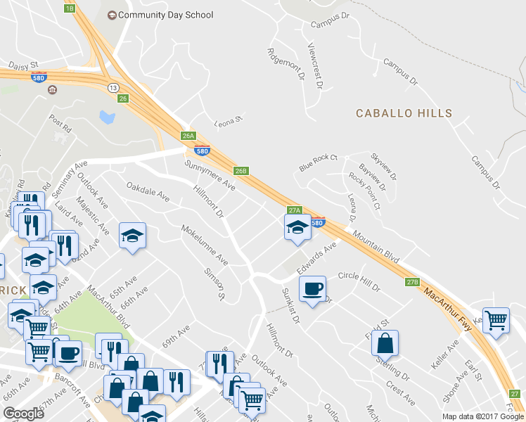 map of restaurants, bars, coffee shops, grocery stores, and more near 3986 Delmont Avenue in Oakland