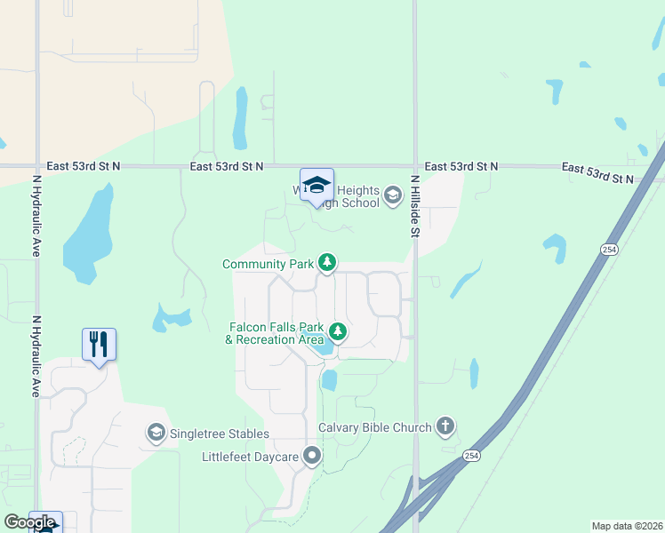 map of restaurants, bars, coffee shops, grocery stores, and more near 2810 Kite Street in Wichita