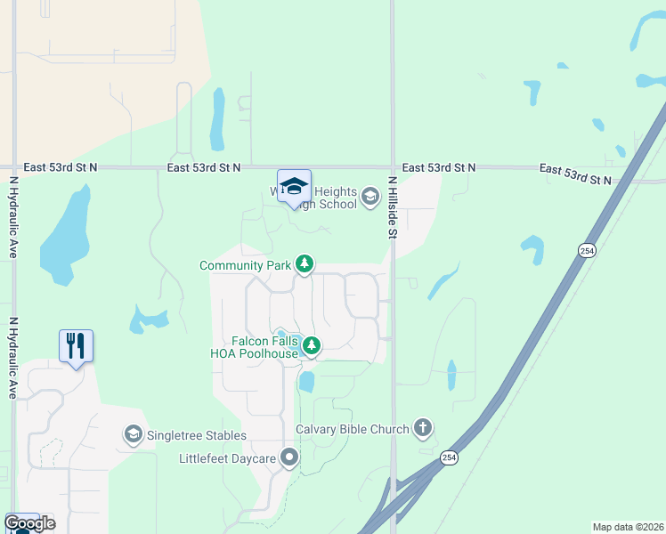 map of restaurants, bars, coffee shops, grocery stores, and more near 2910 Kite Street in Wichita