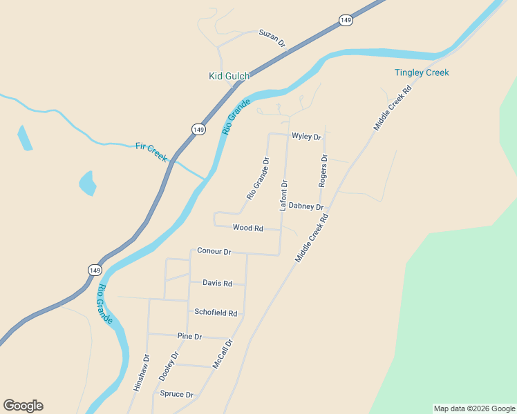 map of restaurants, bars, coffee shops, grocery stores, and more near 159 Lafont Drive in Creede