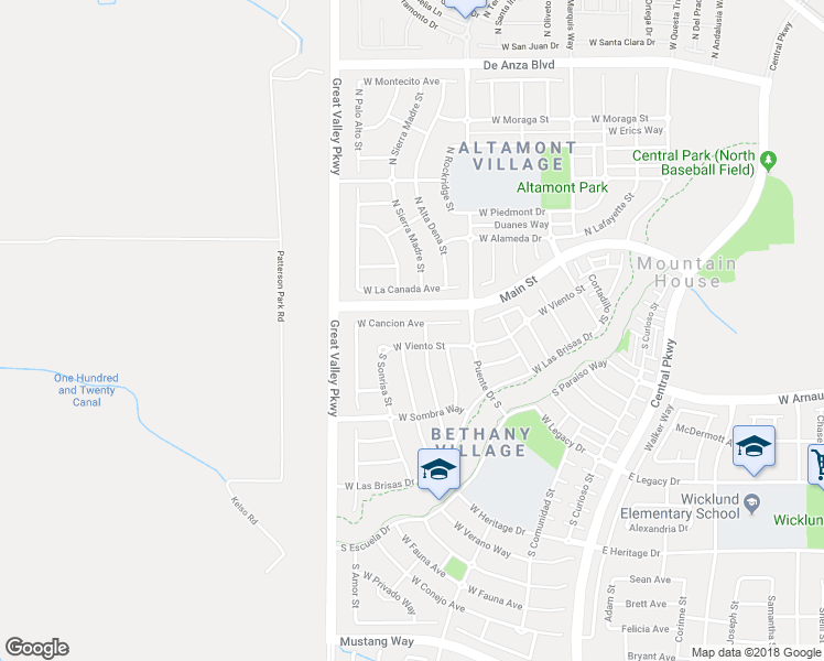 map of restaurants, bars, coffee shops, grocery stores, and more near 598 West Cancion Avenue in Mountain House