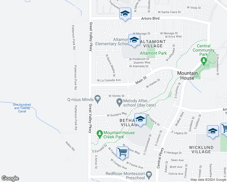 map of restaurants, bars, coffee shops, grocery stores, and more near 31 South Caballo Street in Mountain House