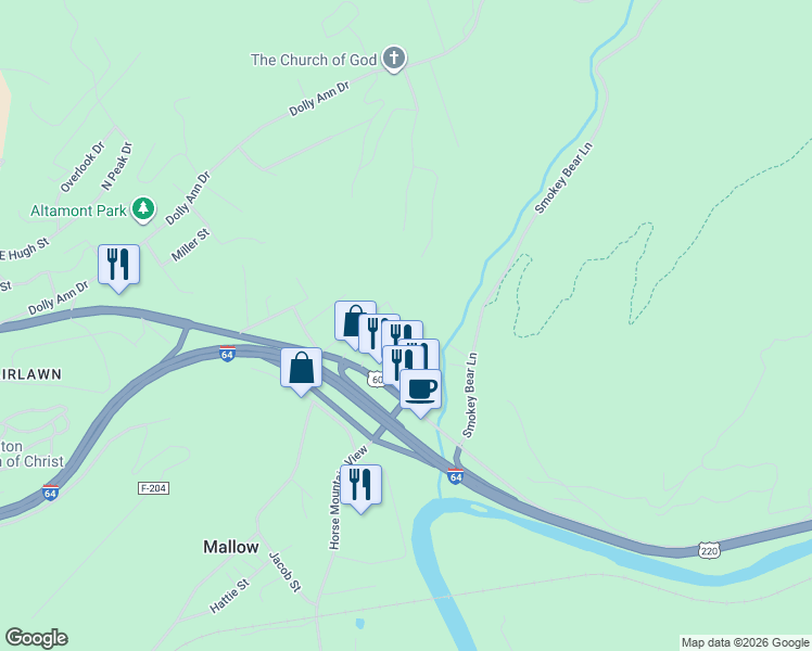 map of restaurants, bars, coffee shops, grocery stores, and more near 830 Grayson Avenue in Covington