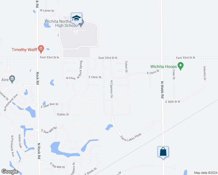 map of restaurants, bars, coffee shops, grocery stores, and more near 8801-8909 East 53rd Street North in Bel Aire
