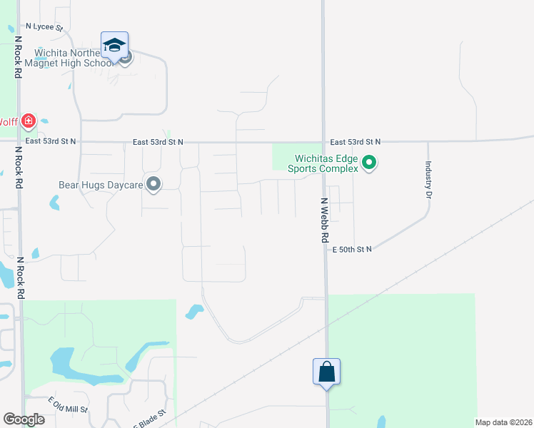 map of restaurants, bars, coffee shops, grocery stores, and more near 5333-5399 North Webb Road in Bel Aire