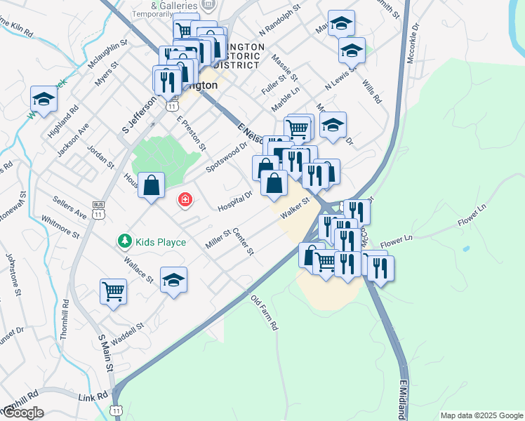 map of restaurants, bars, coffee shops, grocery stores, and more near 200 Miller Street in Lexington