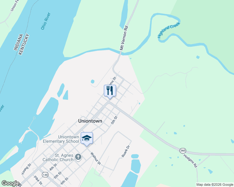 map of restaurants, bars, coffee shops, grocery stores, and more near 700-798 South Jefferson Street in Uniontown