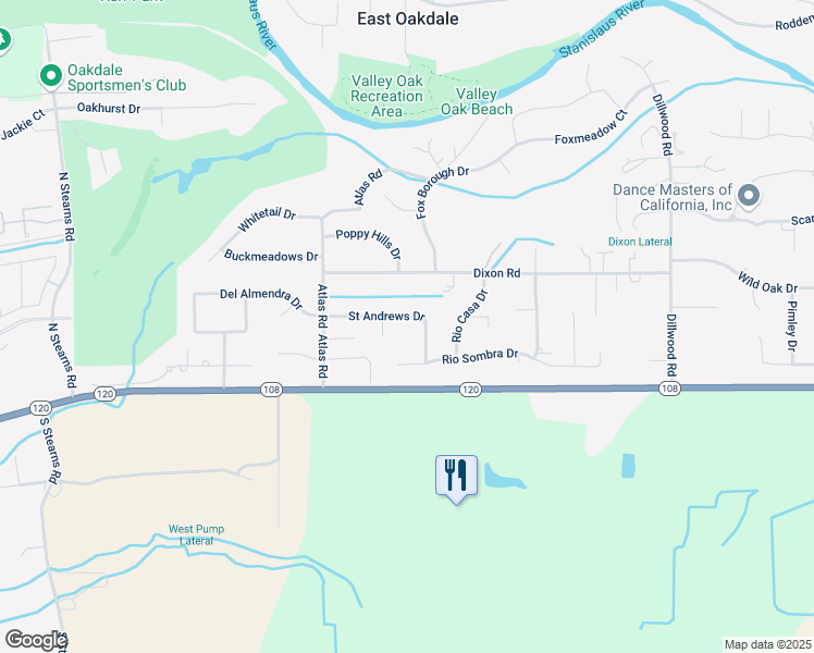 map of restaurants, bars, coffee shops, grocery stores, and more near 10407 Saint Andrews Drive in Oakdale