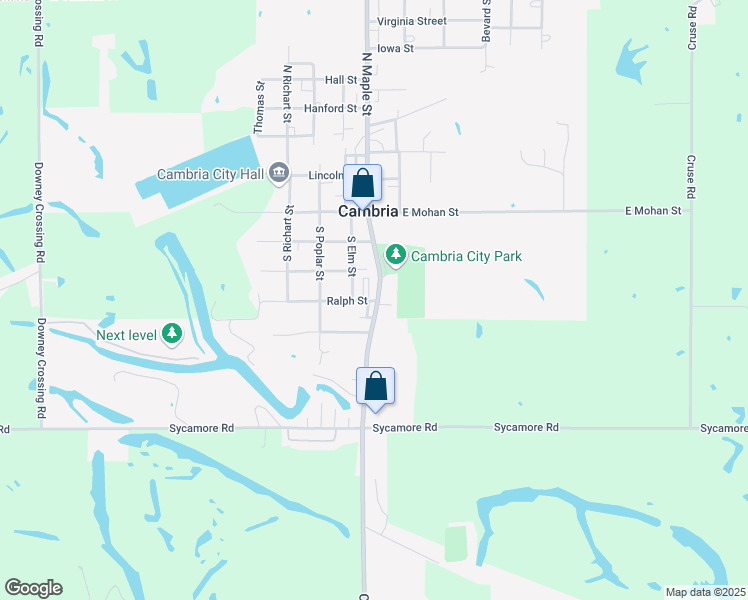 map of restaurants, bars, coffee shops, grocery stores, and more near 102 Ralph Street in Cambria