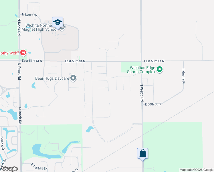 map of restaurants, bars, coffee shops, grocery stores, and more near 5248 North Toben Drive in Bel Aire