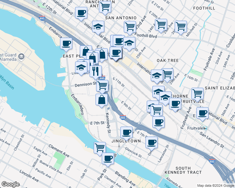 map of restaurants, bars, coffee shops, grocery stores, and more near 917 26th Avenue in Oakland