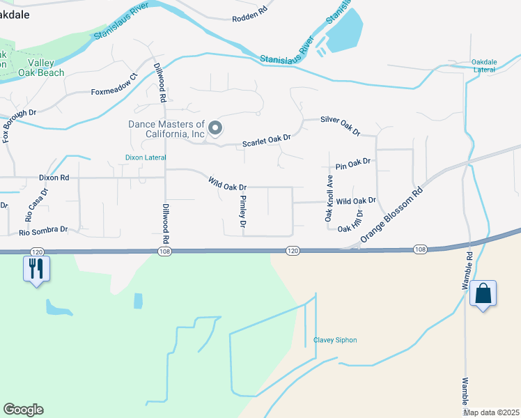 map of restaurants, bars, coffee shops, grocery stores, and more near 9717 Partridge Court in Oakdale