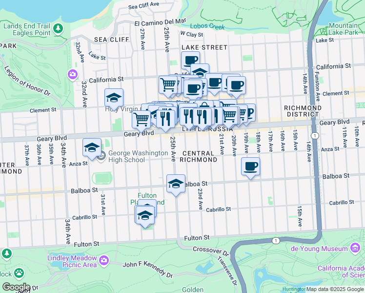 map of restaurants, bars, coffee shops, grocery stores, and more near 561 24th Avenue in San Francisco