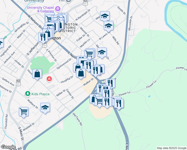 map of restaurants, bars, coffee shops, grocery stores, and more near 548-598 E Nelson St in Lexington