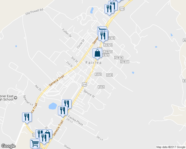 map of restaurants, bars, coffee shops, grocery stores, and more near 9508 U.S. 219 in Lewisburg