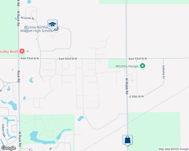 map of restaurants, bars, coffee shops, grocery stores, and more near 8911-9317 East 53rd Street North in Bel Aire