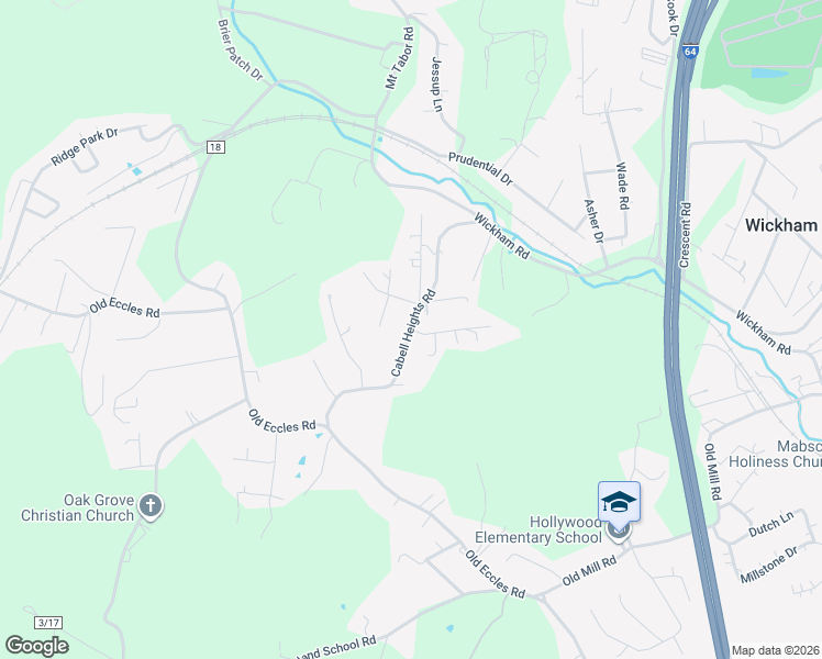 map of restaurants, bars, coffee shops, grocery stores, and more near 101 Primrose Lane in Beckley