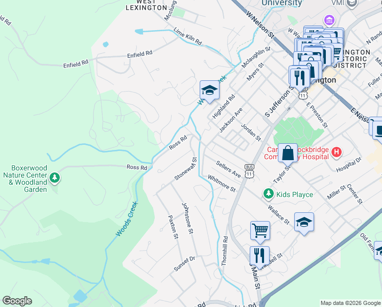 map of restaurants, bars, coffee shops, grocery stores, and more near 607 Stonewall Street in Lexington