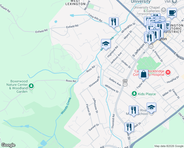 map of restaurants, bars, coffee shops, grocery stores, and more near 613 Marshall Street in Lexington