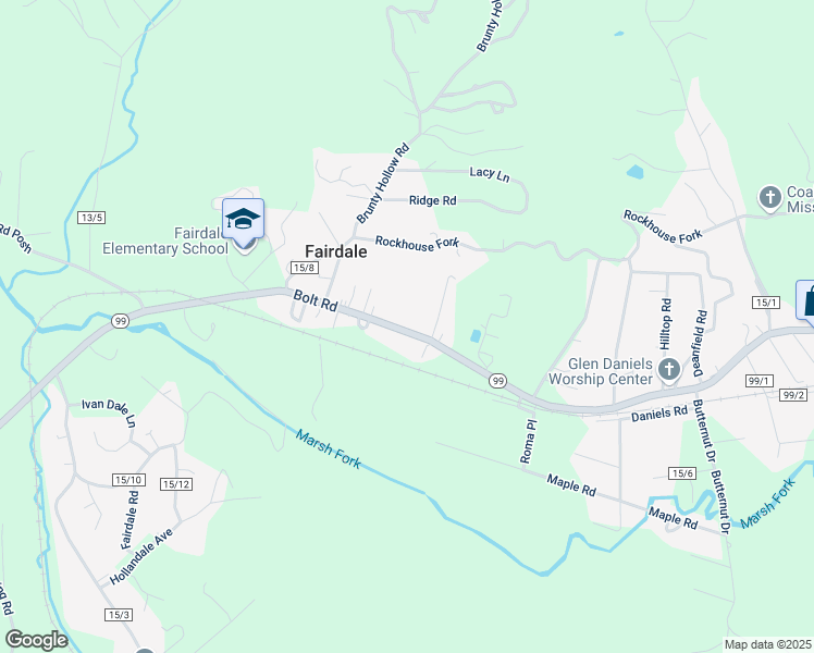 map of restaurants, bars, coffee shops, grocery stores, and more near 656 Bolt Rd in Fairdale