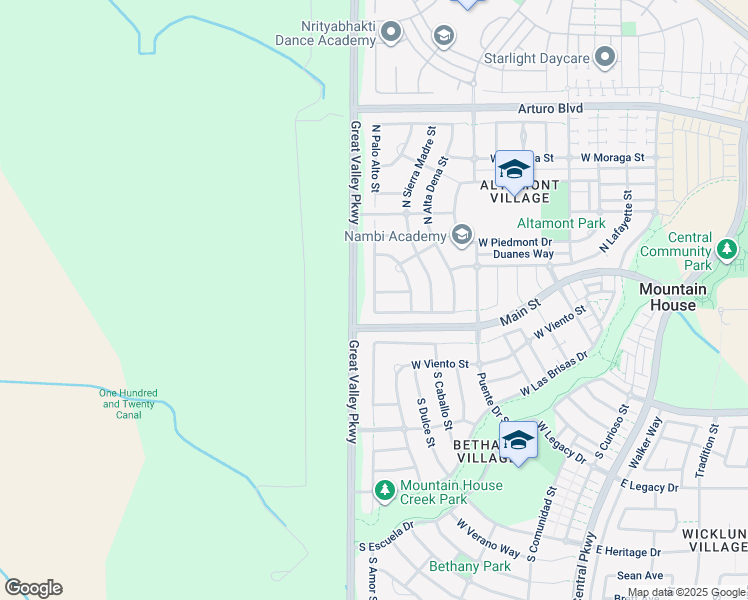 map of restaurants, bars, coffee shops, grocery stores, and more near 735 La Canada Avenue in Tracy