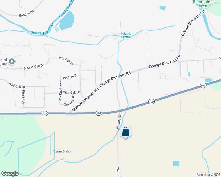 map of restaurants, bars, coffee shops, grocery stores, and more near 9611 Wamble Road in Oakdale