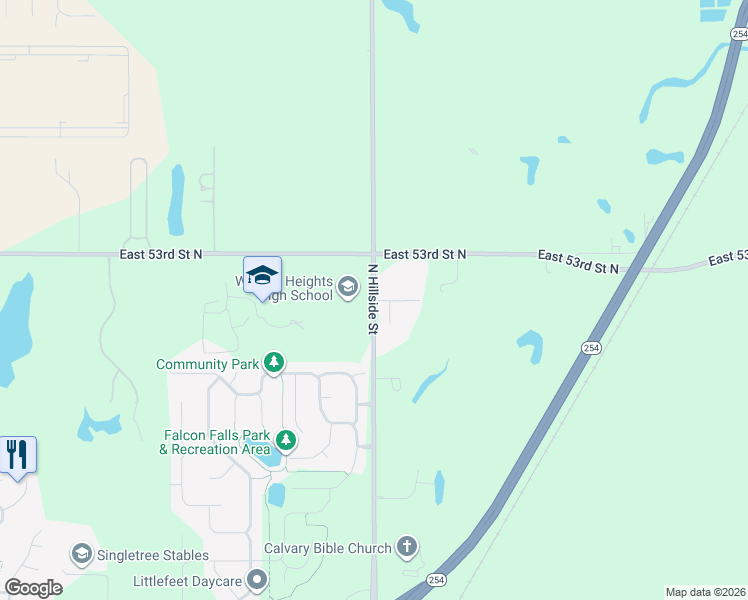 map of restaurants, bars, coffee shops, grocery stores, and more near 4976 North Hillside Street in Wichita