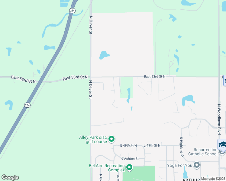 map of restaurants, bars, coffee shops, grocery stores, and more near East 53rd Street North in Bel Aire