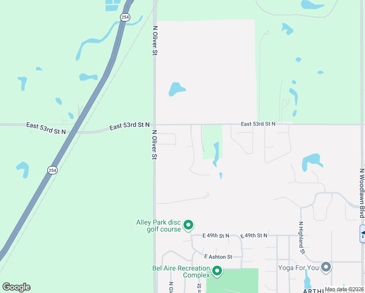 map of restaurants, bars, coffee shops, grocery stores, and more near East 53rd Street North in Bel Aire