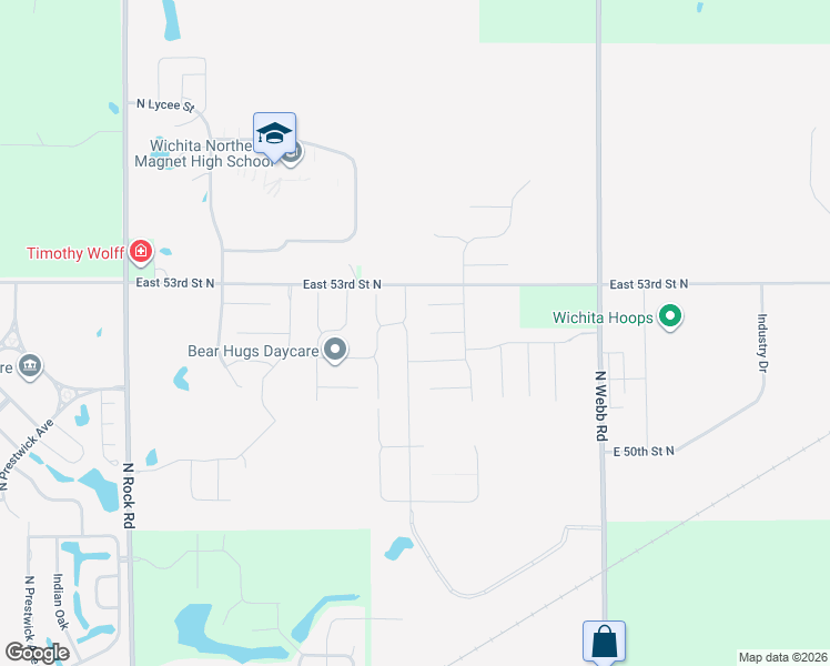map of restaurants, bars, coffee shops, grocery stores, and more near 5340 North Cypress Drive in Bel Aire