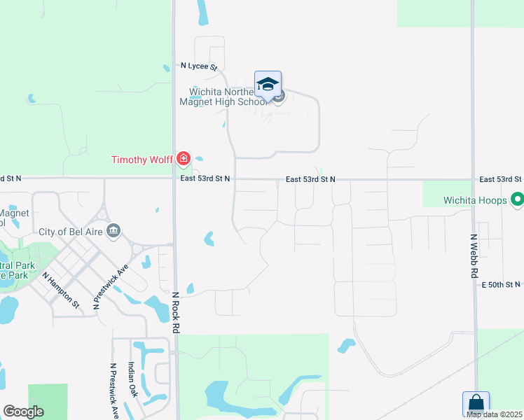 map of restaurants, bars, coffee shops, grocery stores, and more near 5355 North Rock Spring Court in Bel Aire
