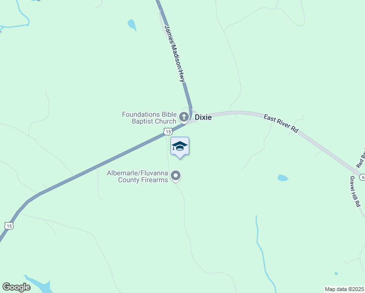 map of restaurants, bars, coffee shops, grocery stores, and more near 6722 James Madison Highway in Fork Union