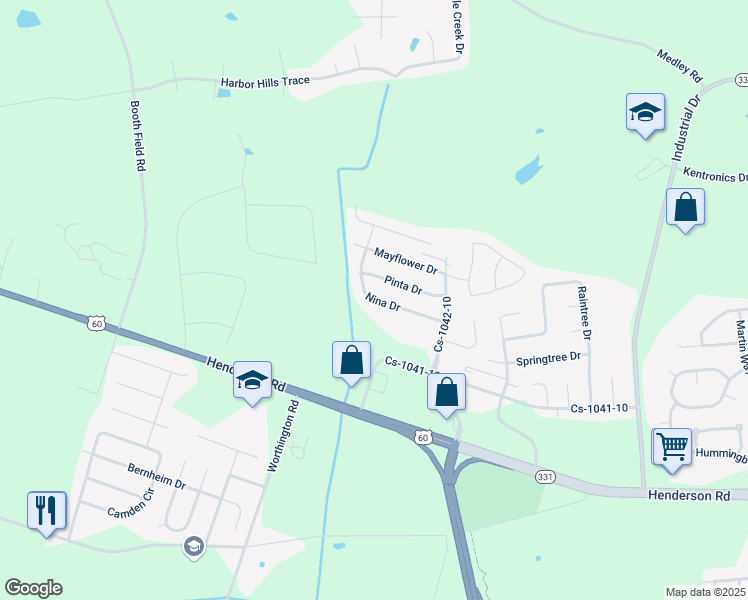 map of restaurants, bars, coffee shops, grocery stores, and more near 4161 Nina Drive in Owensboro