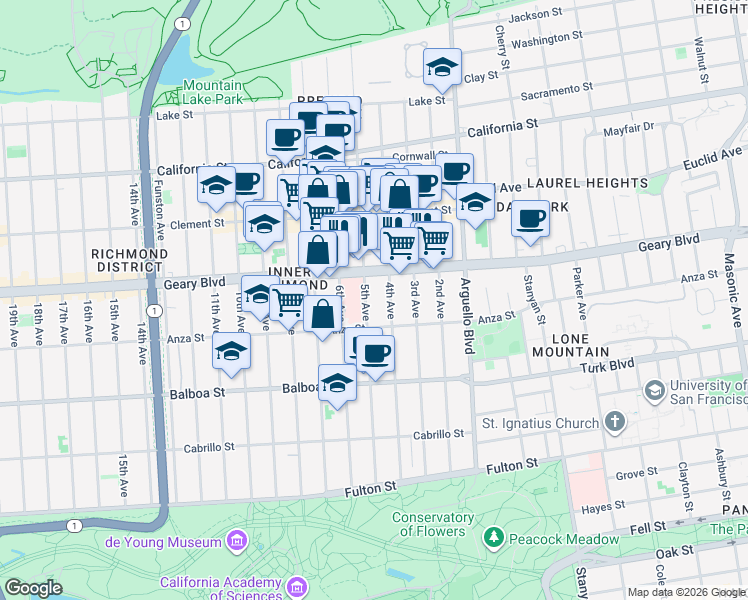 map of restaurants, bars, coffee shops, grocery stores, and more near in San Francisco
