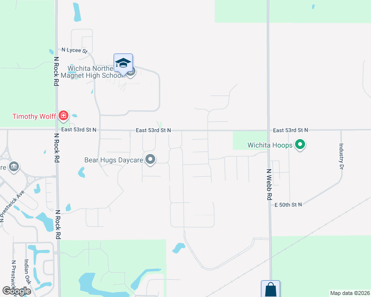 map of restaurants, bars, coffee shops, grocery stores, and more near 5340 North Cypress Drive in Bel Aire