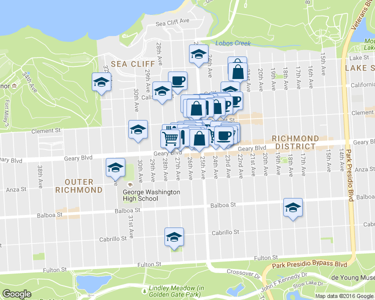 map of restaurants, bars, coffee shops, grocery stores, and more near 478 26th Avenue in San Francisco