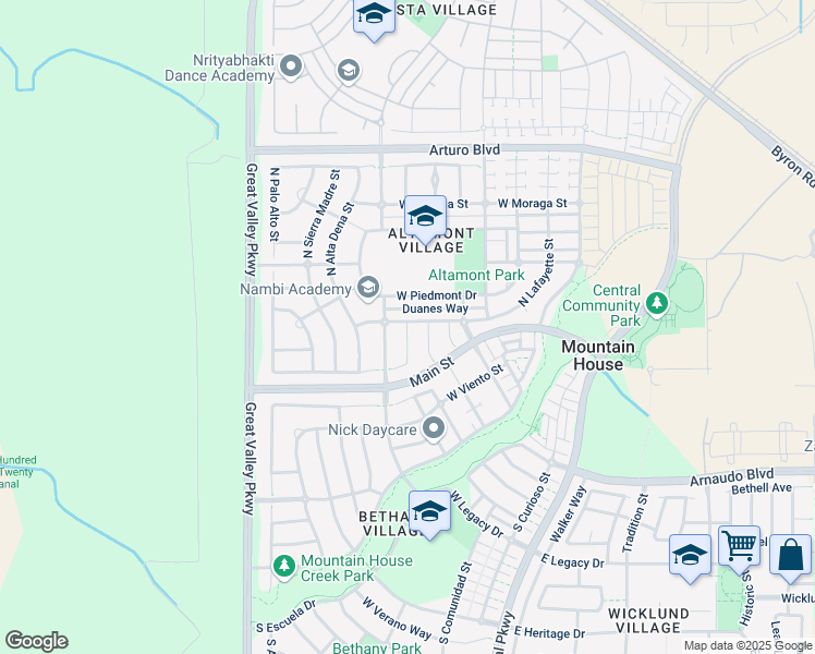 map of restaurants, bars, coffee shops, grocery stores, and more near 90 Boyle Heights Court in Tracy