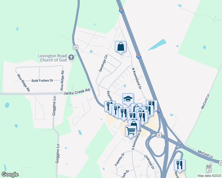 map of restaurants, bars, coffee shops, grocery stores, and more near 201 Keystone Drive in Richmond