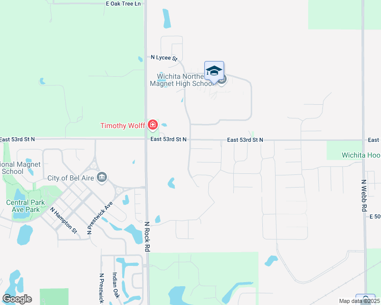 map of restaurants, bars, coffee shops, grocery stores, and more near 5286 North Lycee Street in Bel Aire