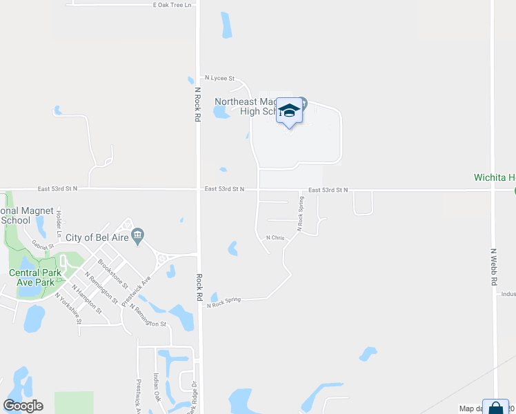 map of restaurants, bars, coffee shops, grocery stores, and more near 5623 North Lycee Street in Bel Aire