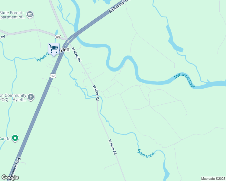 map of restaurants, bars, coffee shops, grocery stores, and more near 72 Braxton Drive in Aylett