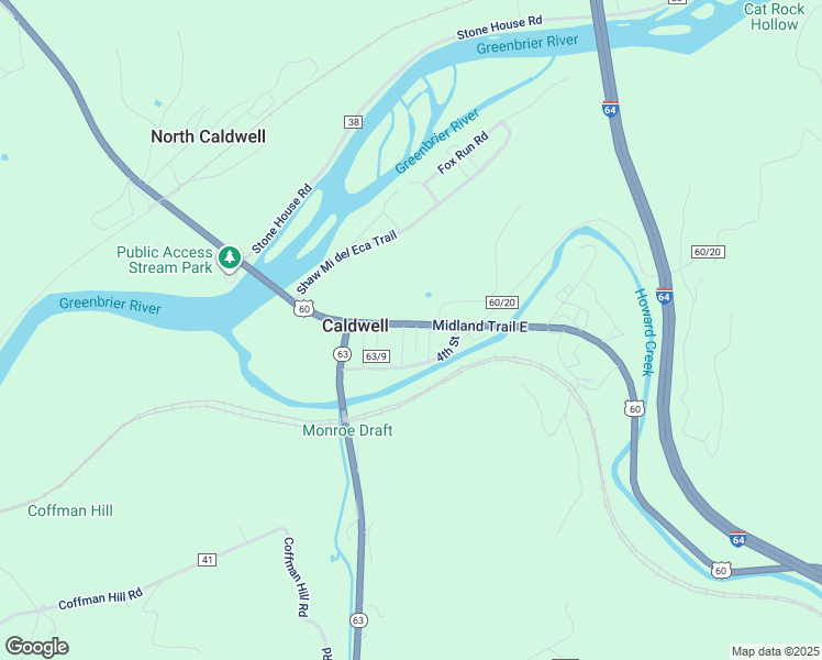 map of restaurants, bars, coffee shops, grocery stores, and more near 33984 Midland Trail East in Caldwell