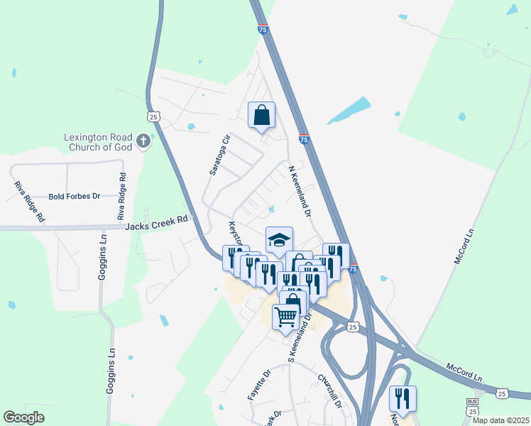 map of restaurants, bars, coffee shops, grocery stores, and more near 207 Keystone Drive in Richmond
