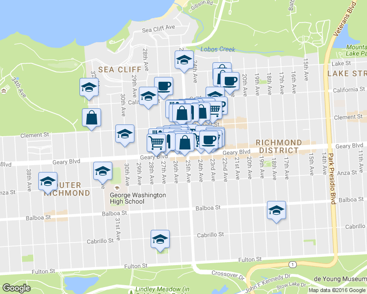 map of restaurants, bars, coffee shops, grocery stores, and more near 478 26th Avenue in San Francisco